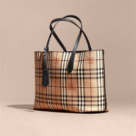 burberry leather tote bags|Burberry haymarket check tote bag.